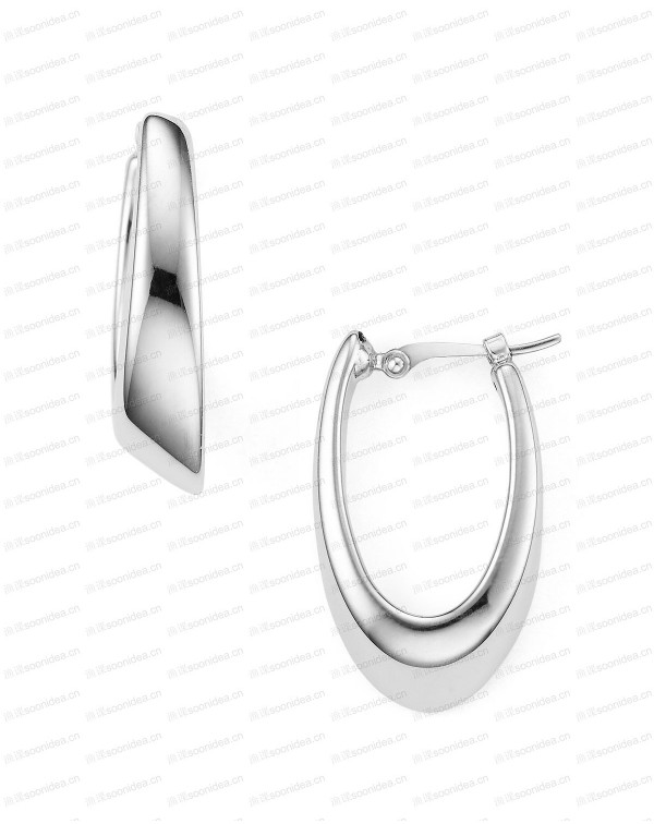 Sterling Silver Oval Hoop Earrings - 100% Exclusiv...